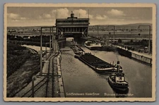 Postcard RPPC Schiffsebewerk Niederfinow Blick vom Sicherheitstor C9