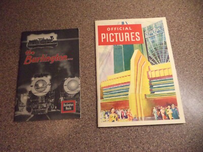 1933 Chicago Century of Progress Official Pictures Book~Burlington Railroad 2LOT