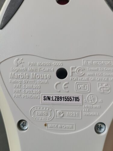 Logitech Trackball Marble Mouse PS2, T-CM14, 804292-0000 White - Picture 6 of 6