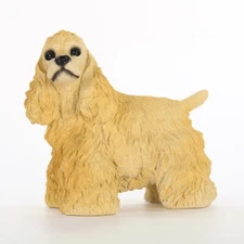 Cocker Spaniel Figurine Hand Painted Collectible Statue Blonde