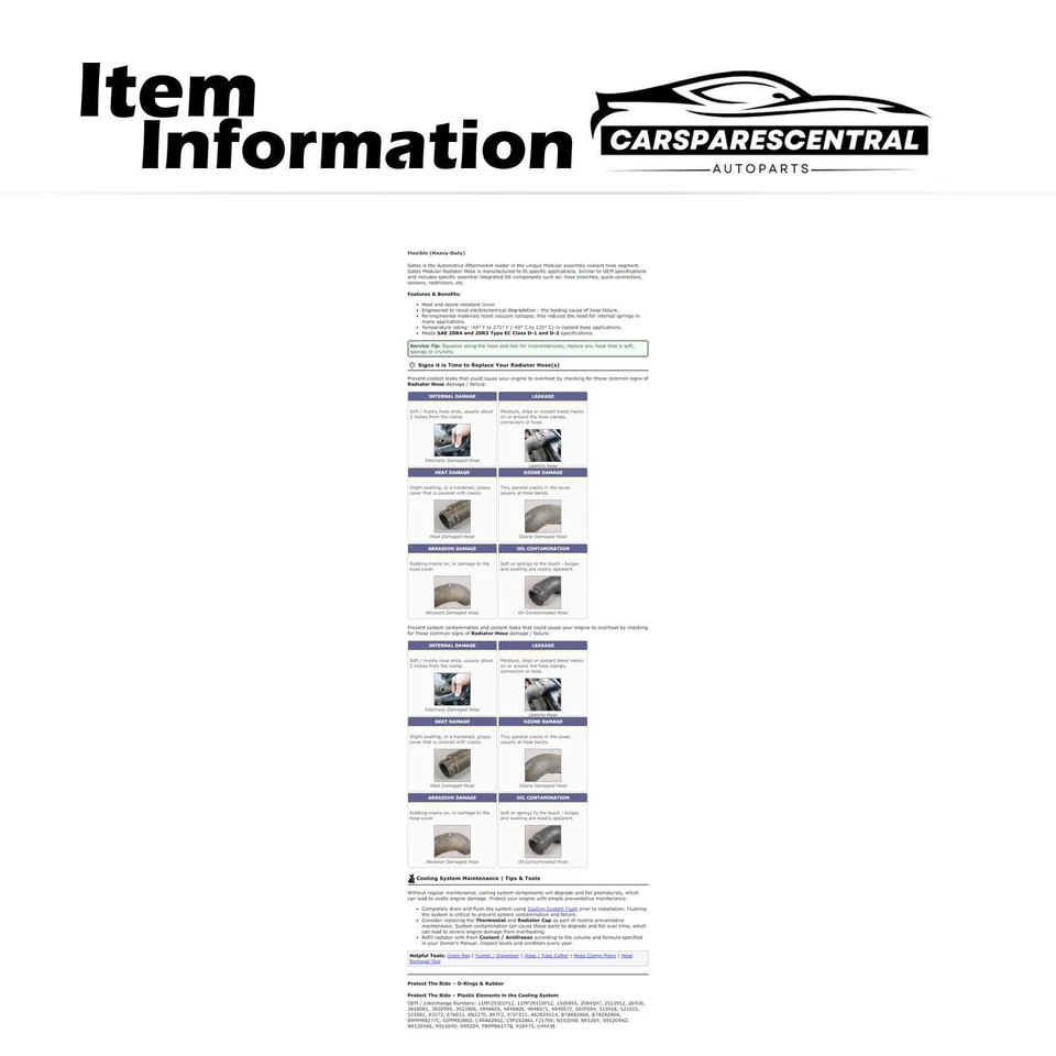 Верхний шланг радиатора охлаждающей жидкости Gates для International Harvester D900 1965 - Изображение 3 из 4