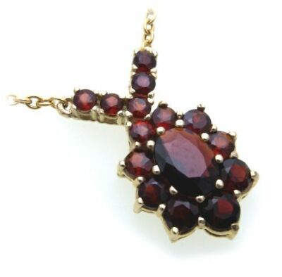 Pendentif En Grenat Et Or Jaune 585/14 Carats – Bijou Véritable – Fabriqué En Allemagne – Neuf Avec étiquettes