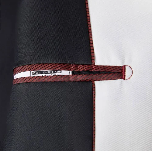 Men's Black and White Spliced Two-Piece Notch Lapel Casual Suit with Trousers - Bild 7 von 12