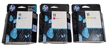HP 11 Ink Cartridges Lot of 3 Expired C4836A C4837A C4838A Magenta Cyan Yellow