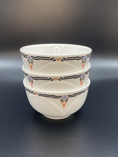 3 Steelite International ALBALITE White Fruit Rice BOWLS Aztec Diamond Stripes - Picture 3 of 11