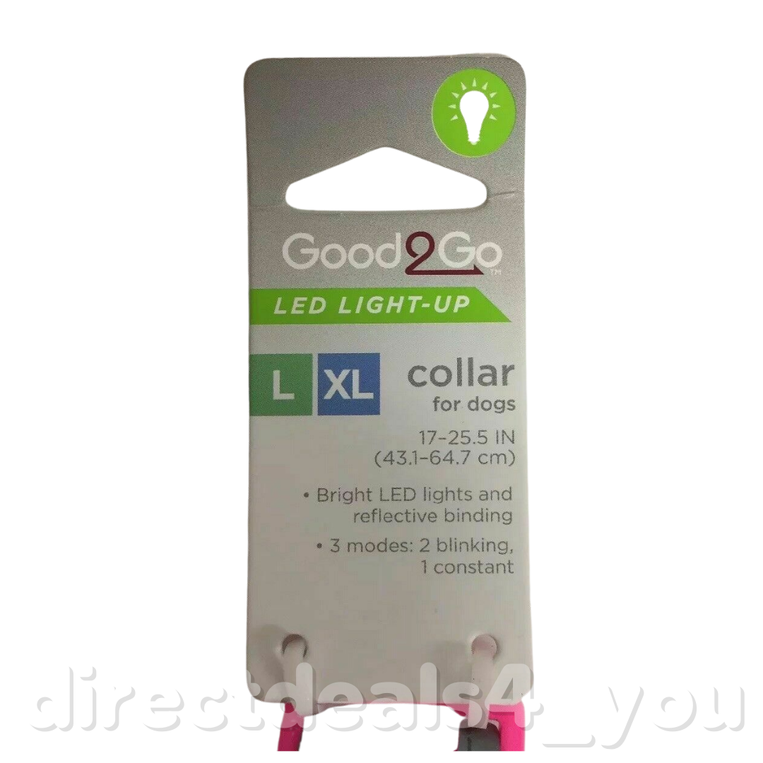 (New) Good2Go LED LightUp Collar for Dogs Pink L/XL 1725.5 IN