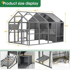 108.7''Luxury Large Catio Enclosure Outdoor Wooden Cat House w/Multi Platforms