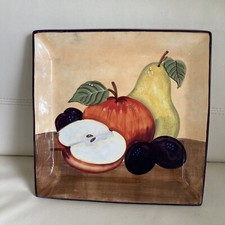 Magu-CERA Toscana Schale mit Obstdekor handbemalt 27x27x3 cm, unbenutzt