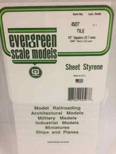 1/2" X 1/2" Square Tile by Evergreen Scale Models EVG4507