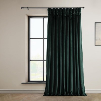 Forestry Green Room Darkening Velvet Curtain Panel 100 X 108 Inches