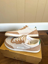 Groundies Women's Leather Sneakers in Light Beige with Green  Accent  Size EU 42