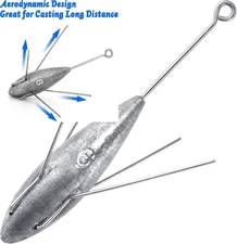 Dr.Fish 5 Pack Sputnik Sinker Spider 2oz-10oz 2oz-2 Pack, Unpainted 