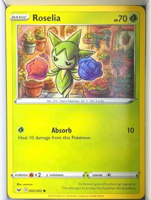 Roselia 002/202 Common Sword & Shield Pokemon Near Mint