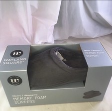 Wayland Square Women's 7-8 Slippers Men' 6-7 Sz S Unisex Black Memory Foam