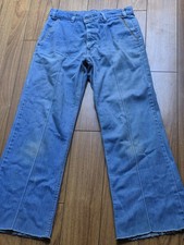 Vintage 70s Levi's Acid Wash Velvet Trim Wide Straight Retro Women's Pants 30"