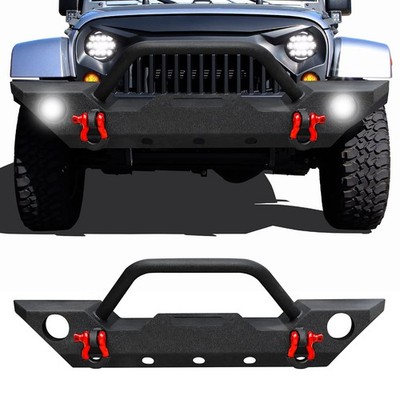 Front Bumper w/Winch Plate & D-Rings & Receiver For 2007- 2018 Jeep Wrangler JK