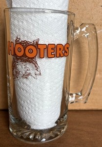 Hooters Vintage Heavy 24 oz Glass Mugs Rare Beer Stein Set Of 2