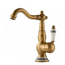 Antique Brass Swivel Single Handle Bathroom Sink Faucet Vanity Basin Mixer Tap