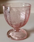 Vinatge Jeanette Floral Poinsettia Pink Depression 4.5 Glass Candy Dish