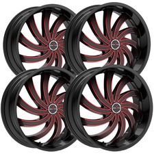 Set Of 4 Ignite G04 Flame 22x9.5 6x1356x5.5 24mm Blackred Wheels Rims