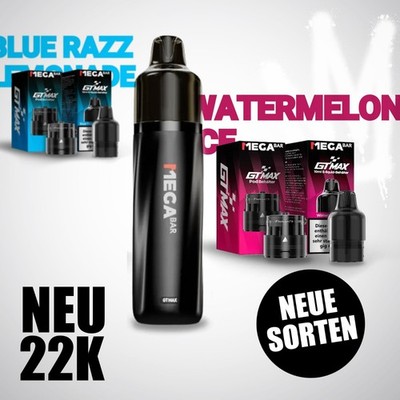 MegaBar GT MAX 15K 22K E-Zigarette Vape Big Puff TDP konform Prefilled Pod 20mg
