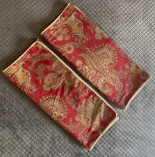 NEW 2 Chaps Ralph Lauren Red Tan JULIETTE Paisley KING Pillow Shams 22" x 38”