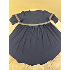 SHEIN Curve Dress Womens 2XL Navy Blue Babydoll Fit & Flare Midi Boho NEW!