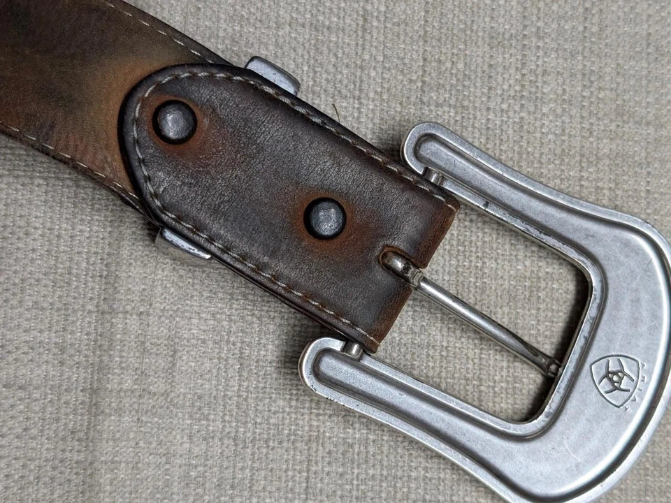 vintage STUDDED buckle belt TONY LAMA studded 34 brown WESTERN leather - Image 4 of 4