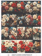 FLOWER CHRISTMAS 1 - COMPLETE SHEET OF 20 STICKERS