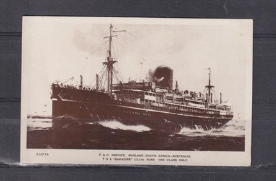 GREAT BRITAIN, P & O '' TSS BARADINE '', ENGLAND-SOUTH AFRICA-AUSTRALIA, c1940 ppc