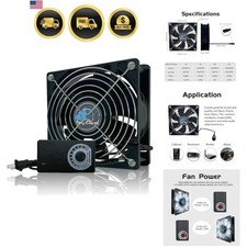 Computer Fan with AC Plug, 120mm Variable Speed Axial Muffin PC Fan with Cont...