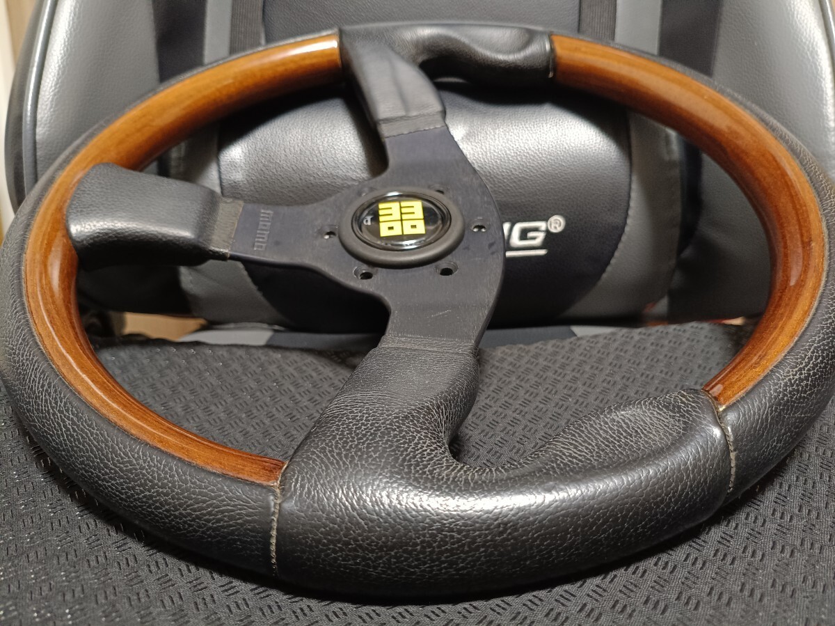 MOMO Genuine Used Leather Wood Steering Wheel 360mm Diameter