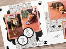 Dog Scrapbook Pages, 12 by 12 Premade Dog or Puppy Layouts, Dog Pages