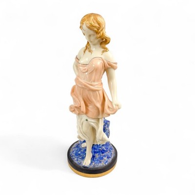 Antike Royal Worcester Porzellanfigur Mädchen Windgewehtes Kleid 19. Jahrhundert