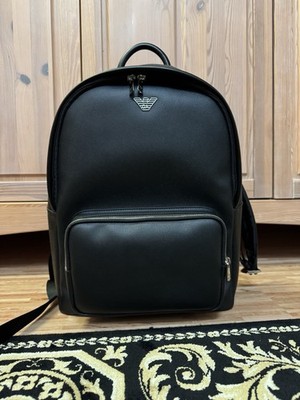 Emporio Armani Rucksack schwarz Backpack Leder Luxus Designer Bag