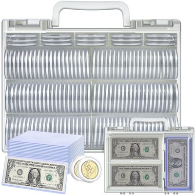 FULLCASE Coins Collector Case Holder Coin Capsules 46mm with 6 Sizes Foam Gasket