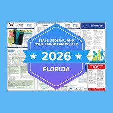 2026 Florida State and Federal Labor Law Poster, All Mandatory Laminated Poster