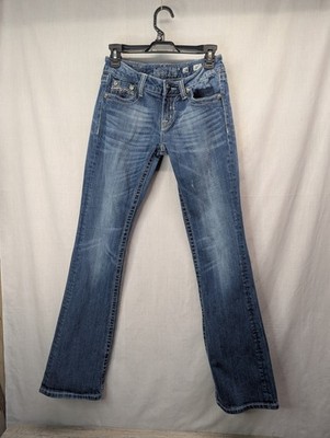 Miss Me Boot Cut Jeans JD1037B Acid Wash Embroidered Pockets Women's Size 28