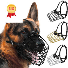 German Shepherd Dog Muzzle Metal Basket for Medium Large Dogs L - size, Black