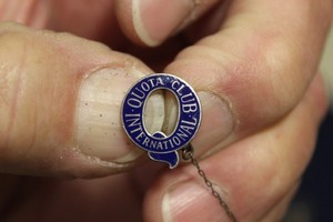 Quota Club International  Pin Back Is marked  Sterling with chain & "2"