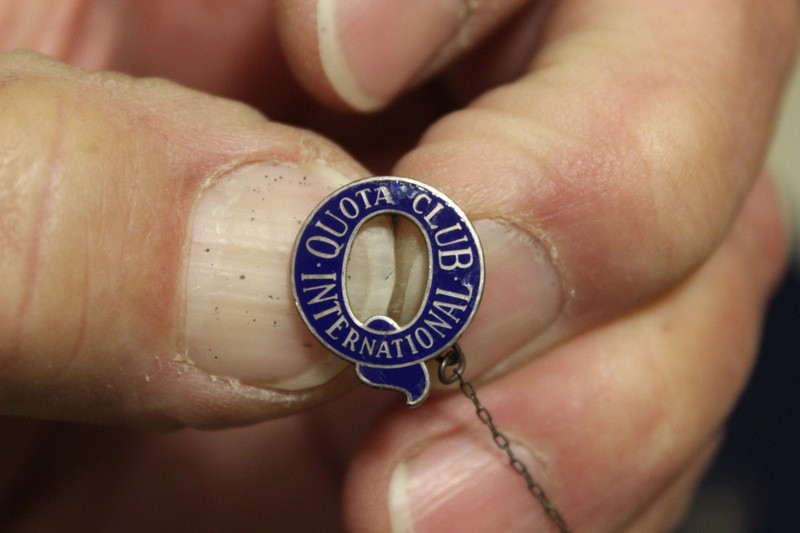Quota Club International  Pin Back Is marked  Sterling with chain & "2"