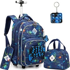 Rolling Backpack for Boys with Wheels Kids Travel Suitcase Laptop 02 Game