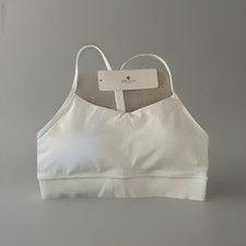 CRZ Yoga Butterluxe Womens Y Back Sports Bra Padded Racerback Low Impact White M