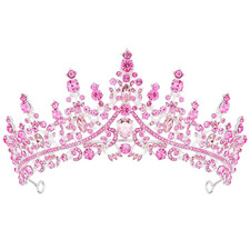 Tiaras for Women, Pink Crystal Tiara Crowns for Women, Wedding Tiara for Bride Q