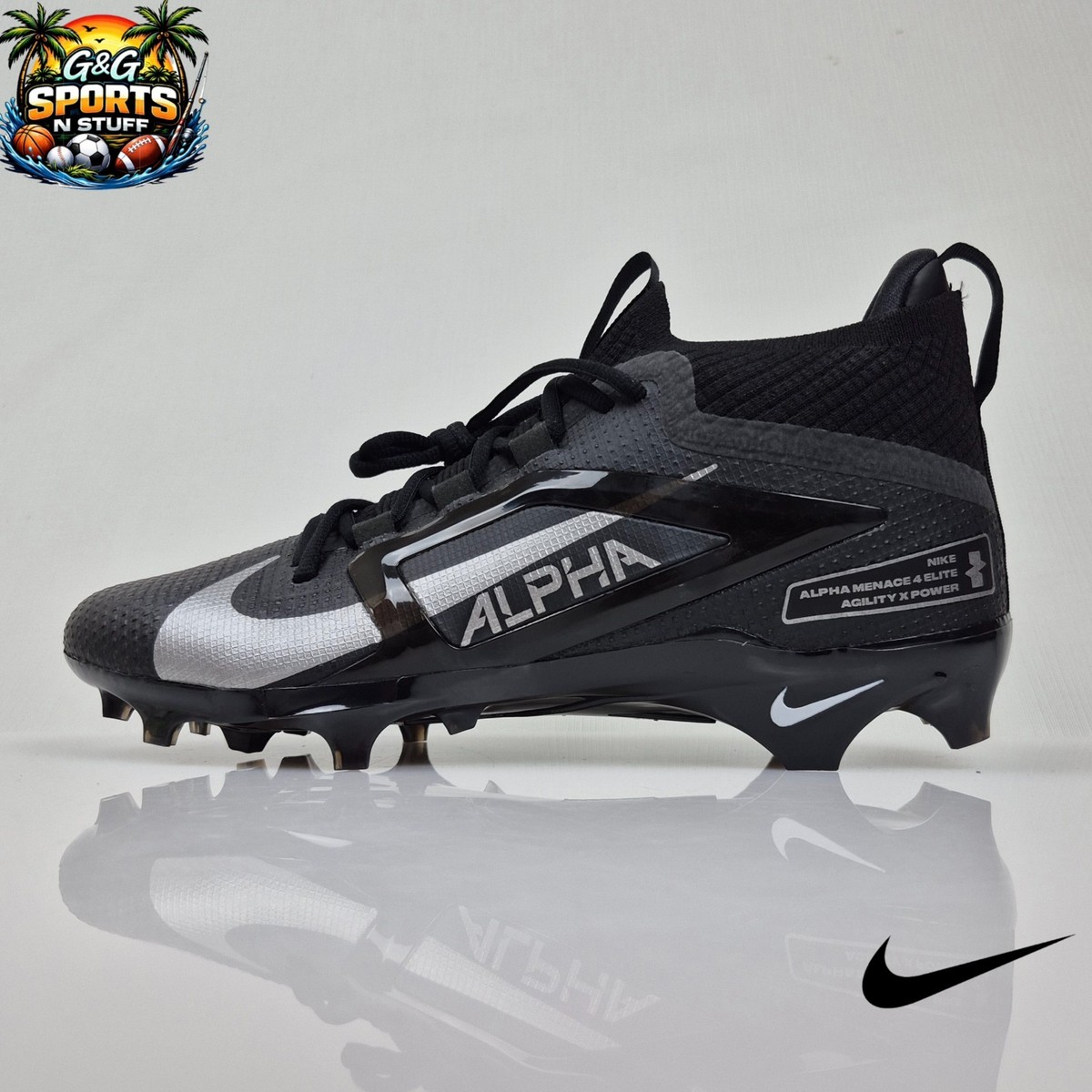 Size 10 Nike Alpha Menace 4 Elite Football Cleats Black FD7036-002