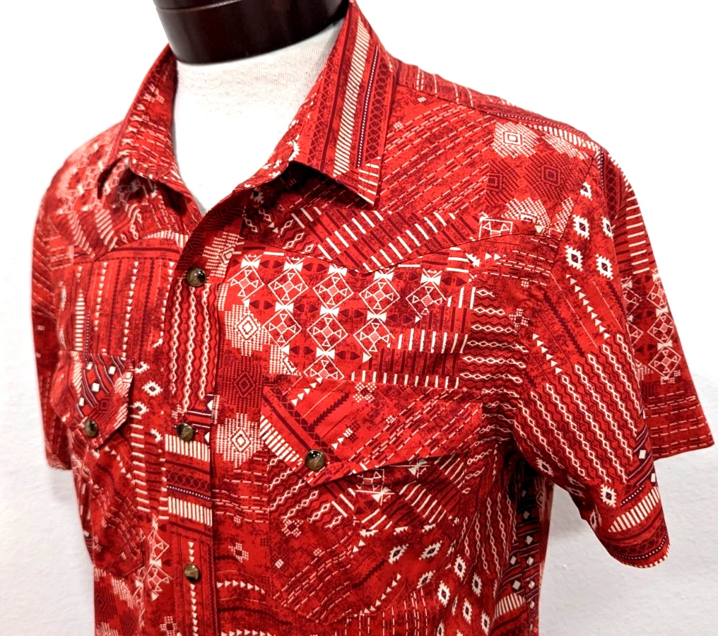 red bandana dress shirt Red Bandana Patchwork Shirt