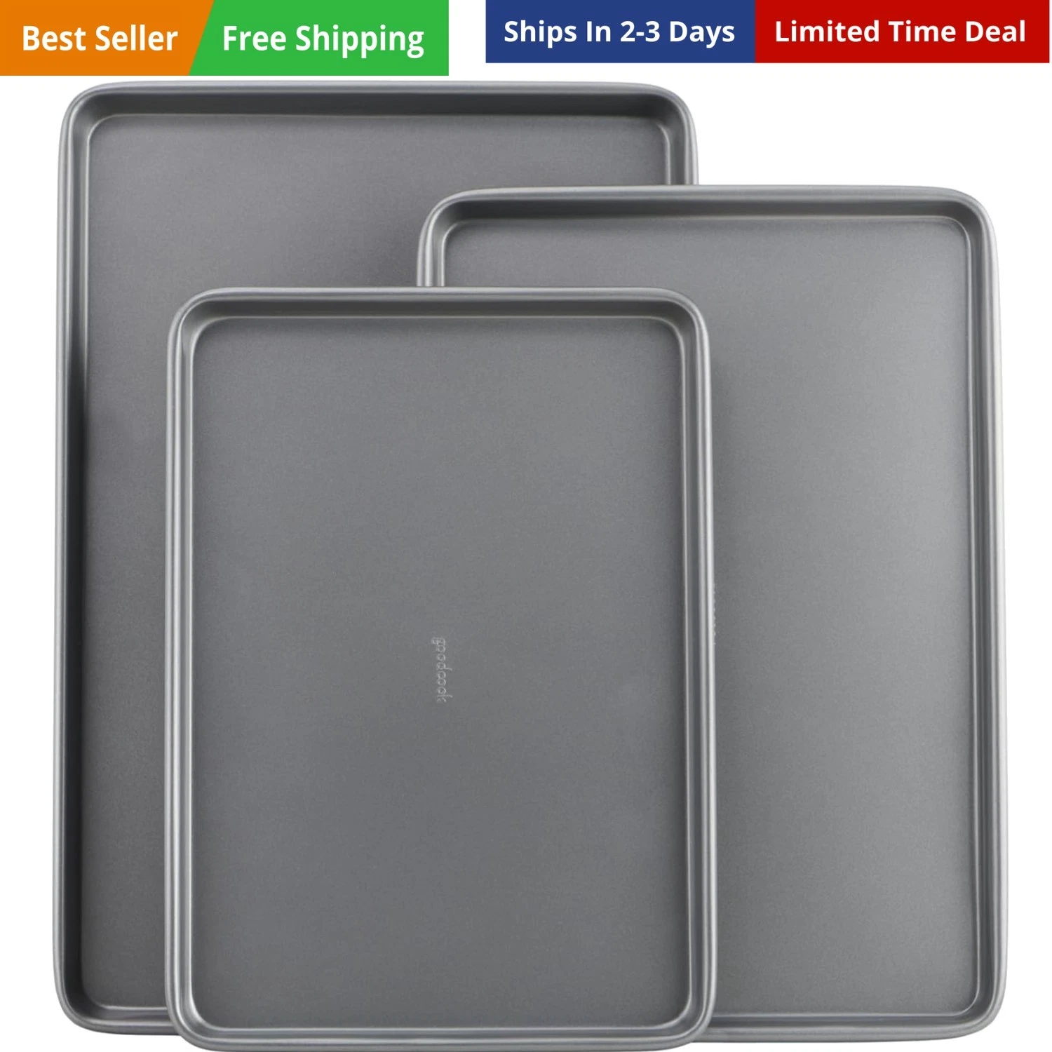 Everyday Nonstick Baking Sheet Set, 3 Pack Includes Small 13×9 Medium 15×1 an...