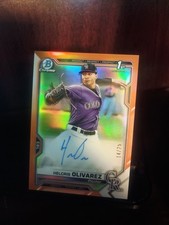 2021 Bowman Chrome Prospect Autographs Helcris Olivarez Orange Refractor /25 