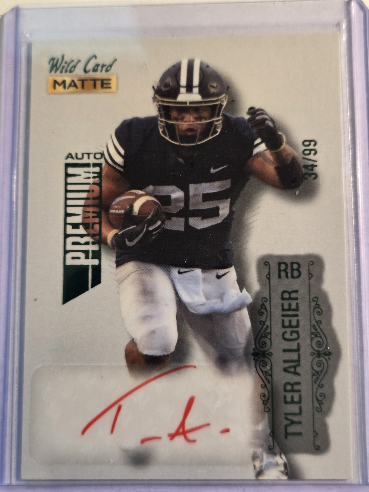 Tyler Allgeier Wild Card Matte White Draft Pick Premium Autographs #MBA Green Foil