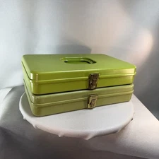 2-Vintage Wil-Hold Wilson MFG Corp. Sewing Box Thread Organizer Green
